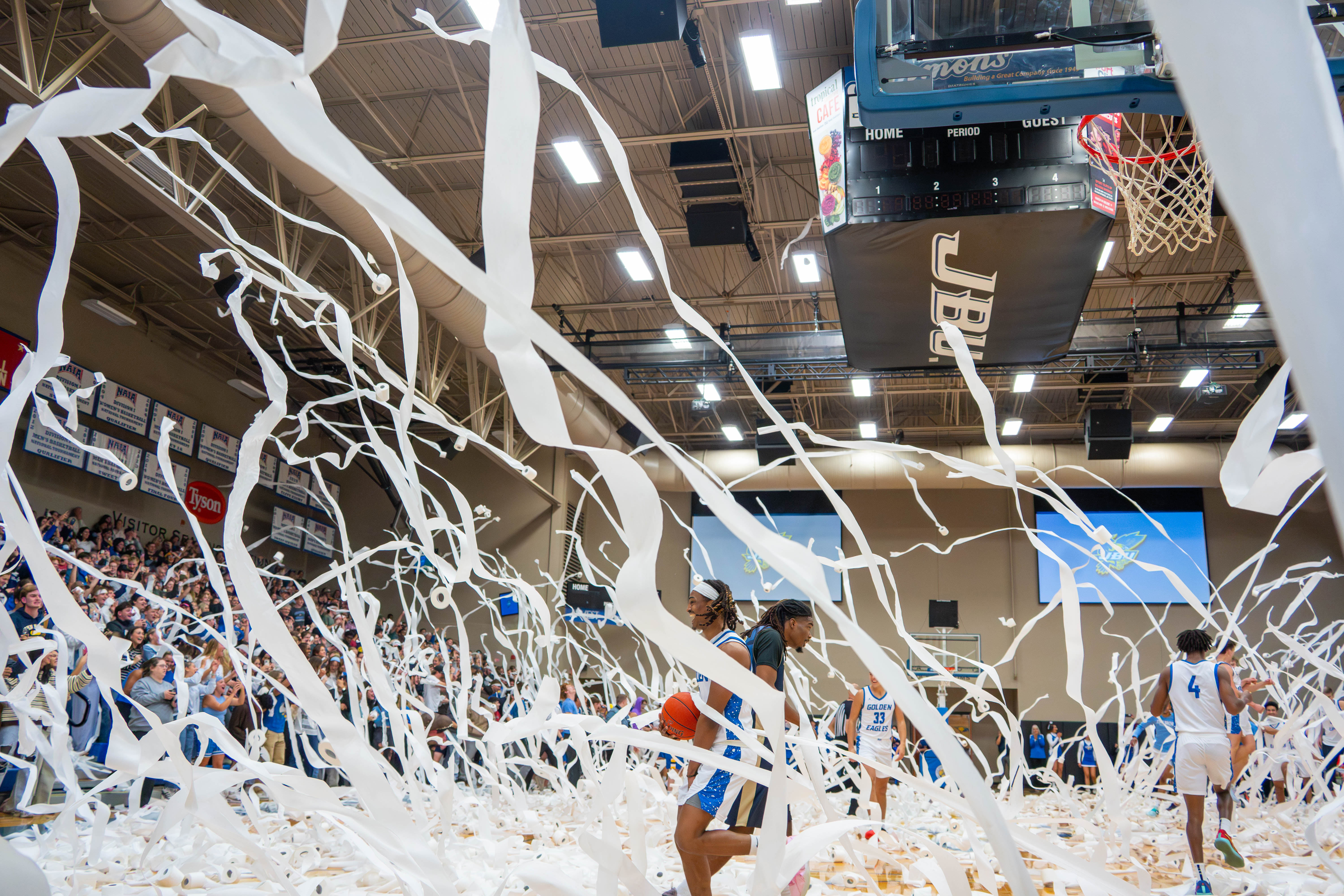 JBU Golden Eagles' First Bucket Triggers Annual Toilet Paper Toss