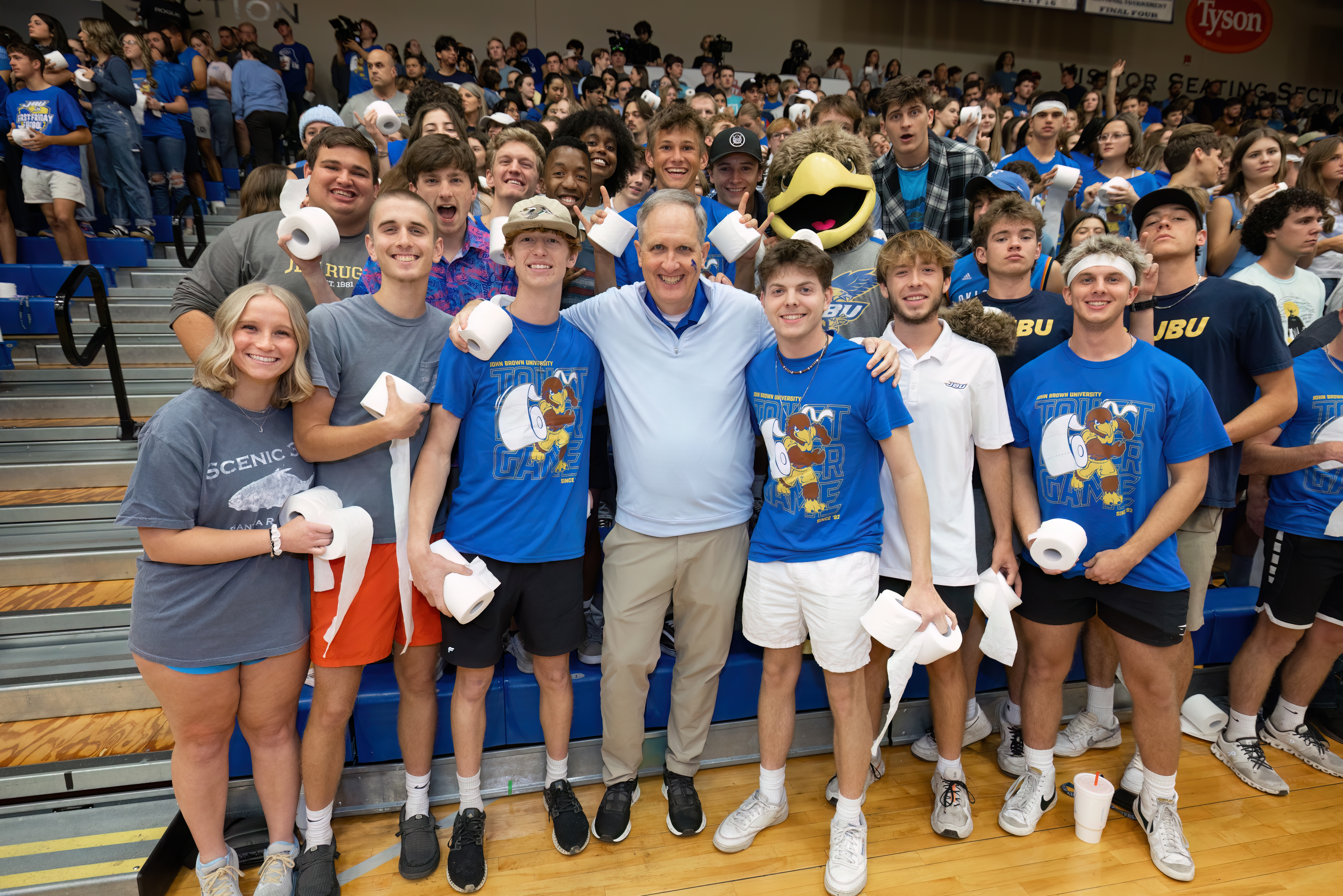 JBU Golden Eagles' First Bucket Triggers Annual Toilet Paper Toss