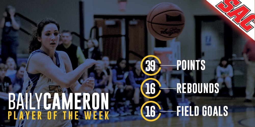 Cameron Scores SAC Player of the Week Honors