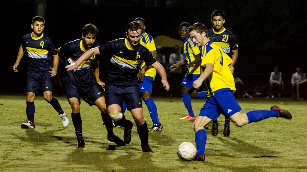 Men’s soccer strikes quickly, on doorstep of first title